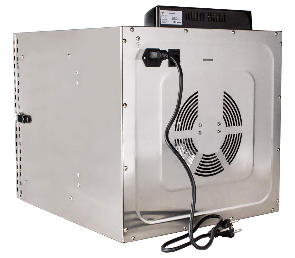 Beeketal 'BDA-15' Dörrautomat aus Edelstahl mit 10 Etagen, Zeitschaltuhr (max. 24h), einstellbarer Temperatur (30-90 °C) und LED Bedienfeld - Profi Gastro Dörrgerät inkl. 10 Einlegegitter