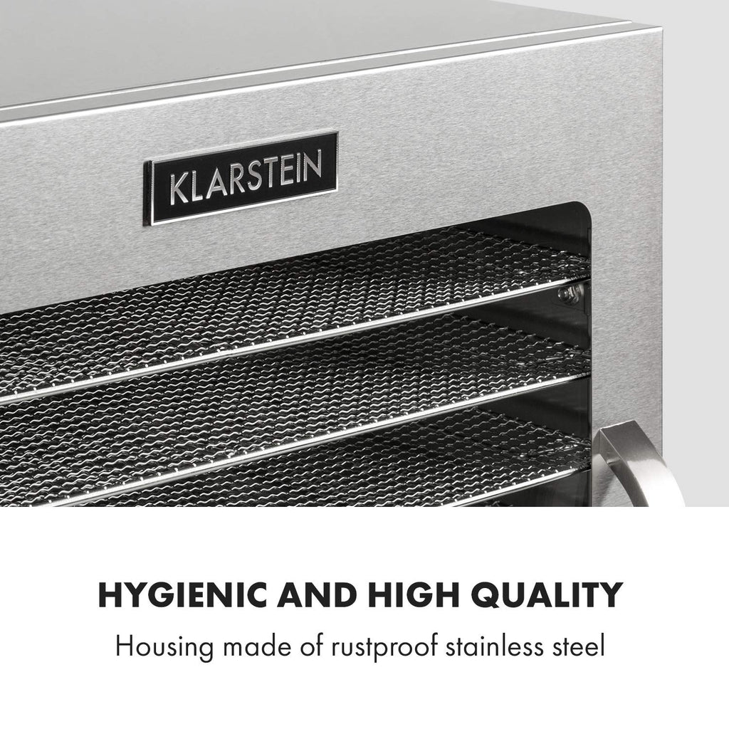 Klarstein Dörrgerät, Dörrautomat für Gemüse, Obst, Pilze & Fleisch, 1500W Edelstahl-Dörrautomat, Trockenautomat mit 16 Metallgitter, Dörrgerät mit 24H Timer & Touch-Display, Food Dehydrator